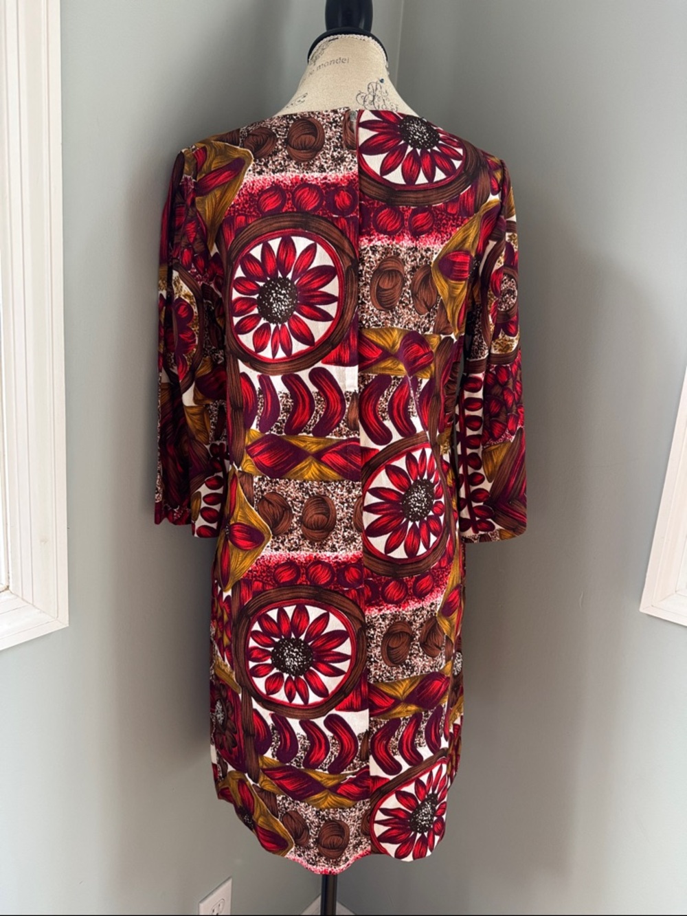 Aloha Designs 1950’s/60’s vintage Hawaiian midi dress barkcloth metal zip small - Picture 3 of 8